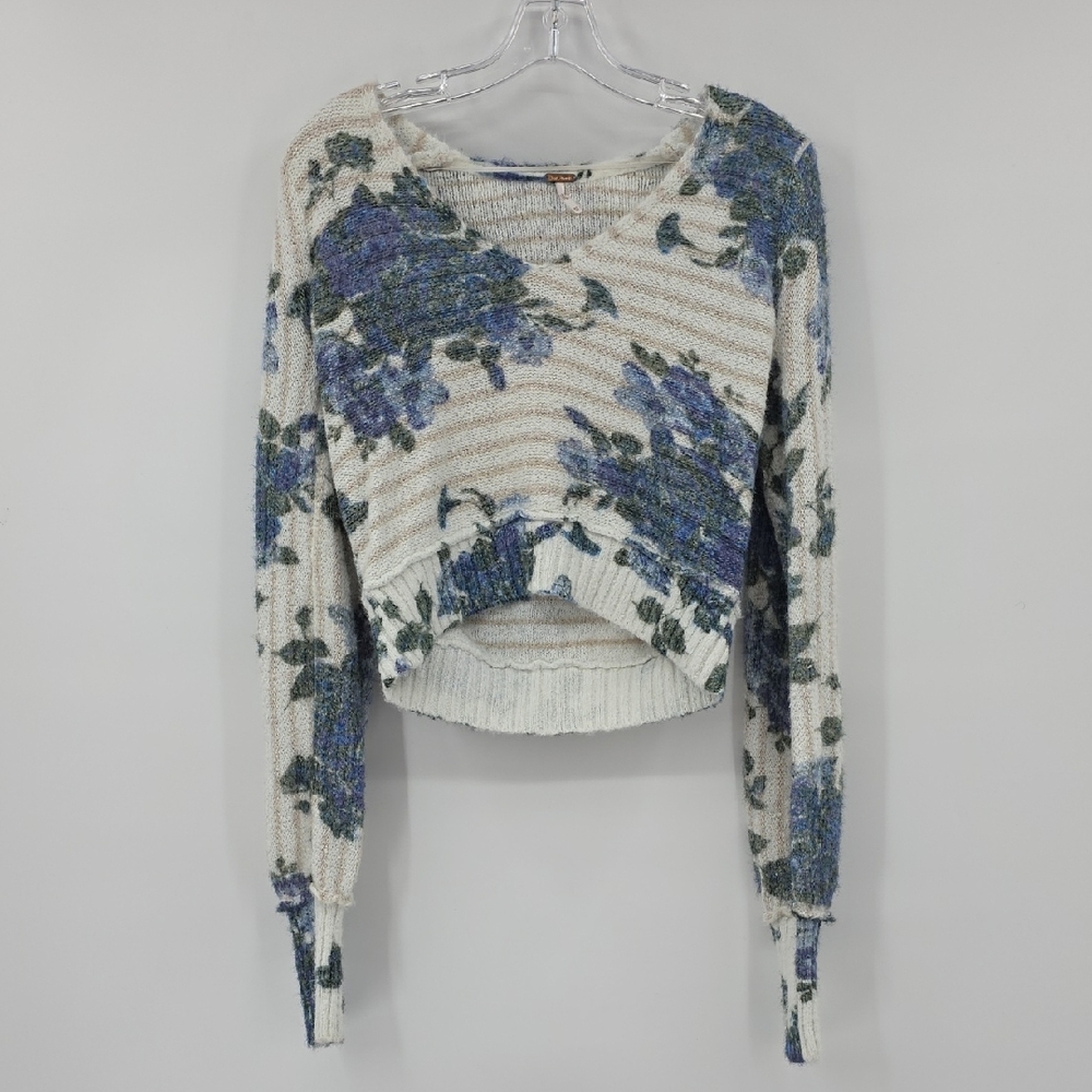 Free People Bed Of Roses Floral Knit Sweater Size XS